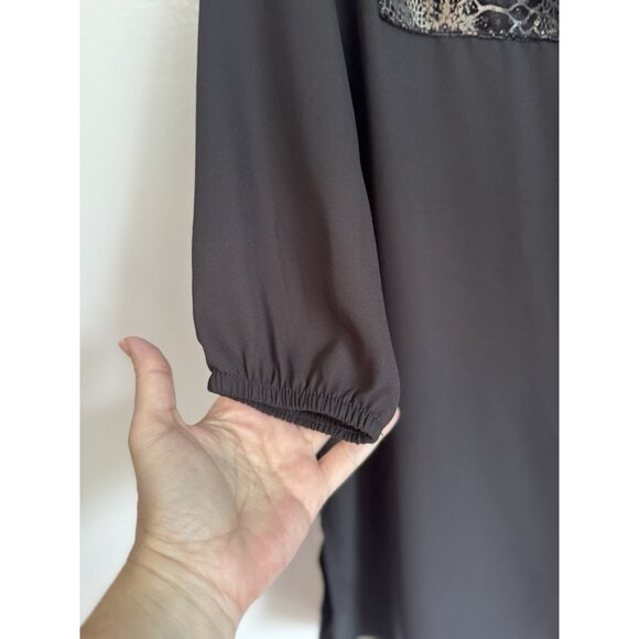 Frank Lyman Womens Button Up Sheer Top Size 6 Black Artsy Whimsigoth Mob Wife - Picture 6 of 10